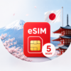 eSIM du lịch Nhật Bản 5 ngày tốc độ cao 4G/5G, kích hoạt nhanh bằng QR code, không cần SIM vật lý. Hỗ trợ kết nối ổn định tại Tokyo, Osaka, Kyoto, phù hợp du lịch và công tác Nhật Bản.
