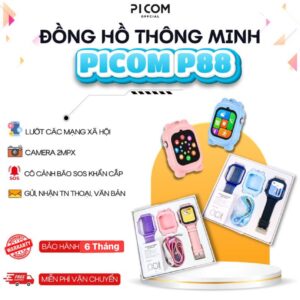Đồng hồ thông minh trẻ em PiCom P88 Ultra định vị GPS nghe gọi video kết nối wifi nhắn tin sms tải app 7 Đồng hồ thông minh trẻ em PiCom P88 Ultra có GPS, nghe gọi 2 chiều, thiết kế nhỏ gọn